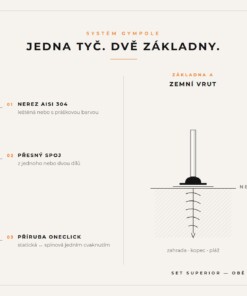Systém Gympole – jedna tyč, dvě základny: zemní vrut nebo Stage